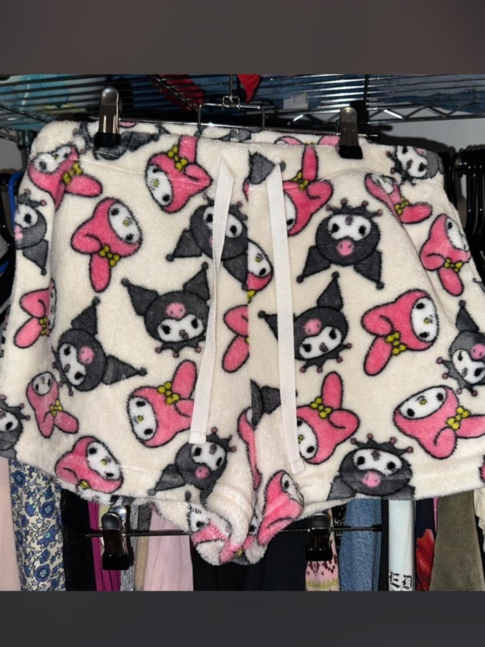 Sanrio Plush Character Shorts in White, Pink & Black